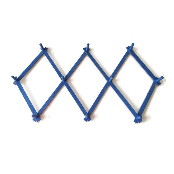 Other - VTG Painted Blue Wood Expandable Peg Rack Coffee